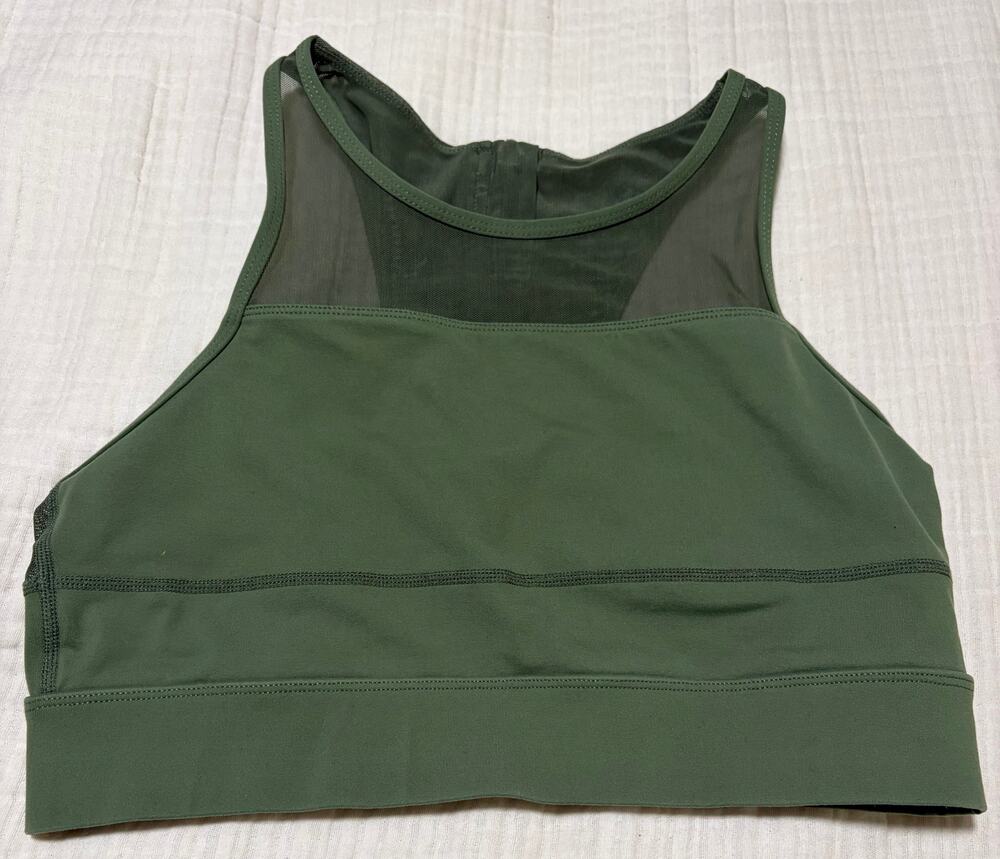 ZYIA Active All Star Sports Bra Large Olive Green Mesh Racerback